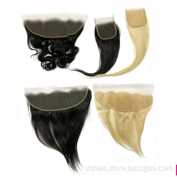 Wholesale Pre Plucked Swiss HD Transparent Ear to Ear Lace Frontal Vendor Lace Closure 13x6 Human Hair Closure